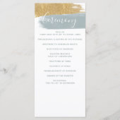 Dusty Blue Gold Minimalist Calligraphy Wedding Programmakaart (Voorkant)