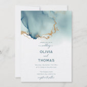 Dusty Blue Gold Modern Romantisch Blauwgroen Stran Kaart (Voorkant)