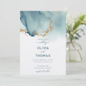 Dusty Blue Gold Modern Romantisch Blauwgroen Stran Kaart (Staand voorkant)