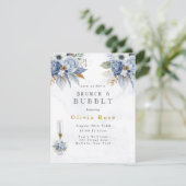 Dusty Blue Gold Peony Chic Brunch & Bubble Kaart (Staand voorkant)