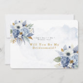 Dusty Blue Gold Peony word mijn Bridesmaid Kaart (Voorkant)