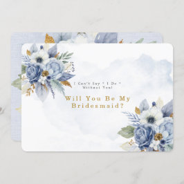Dusty Blue Gold Peony word mijn Bridesmaid Kaart