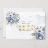 Dusty Blue Gold Peony word m'n Bridesmaid in Kaart (Voorkant)