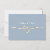 Dusty Blue Gold Photo Wedding Thank You Card Bedankkaart (Voorkant)
