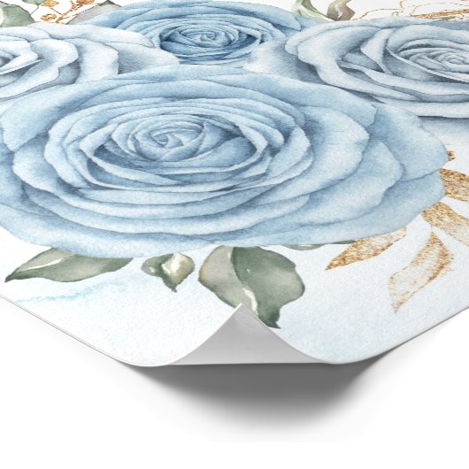 Dusty Blue Gold Quinceanera Mis Quince Welkom Poster (Hoek)