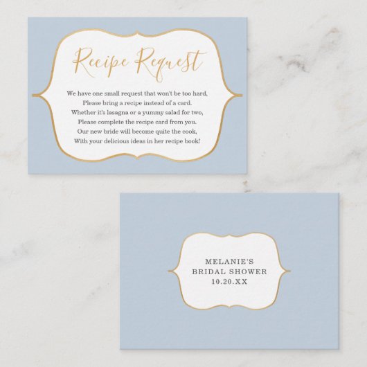 Dusty Blue Gold Request Enclosure Card Informatiekaartje (Voorkant / Achterkant)