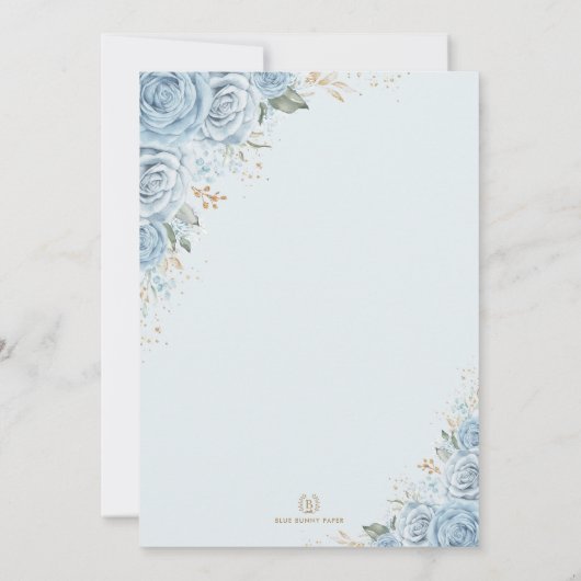 Dusty Blue Gold Rozen Sweet Sixteen Verjaardag Kaart (Achterkant)