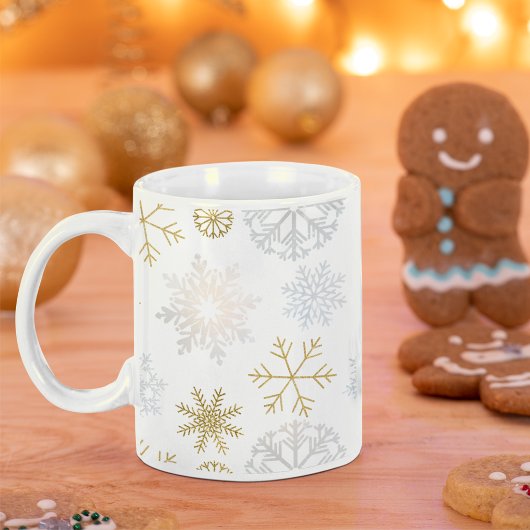 Dusty Blue & Gold Snowflake Winter Mok