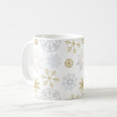 Dusty Blue & Gold Snowflake Winter Mok (Voorkant links)