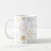 Dusty Blue & Gold Snowflake Winter Mok (Links)