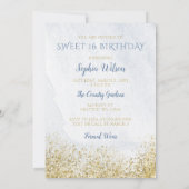 Dusty Blue Gold Sparkle Dress Sweet 16 jaar Kaart (Achterkant)