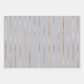 Dusty Blue Gold Stripe Pattern Inpakpapier Vel (Voorkant 3)