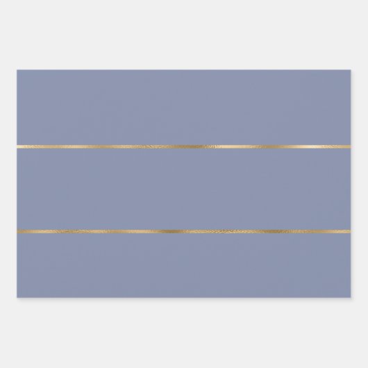 Dusty Blue Gold Stripe Pattern Inpakpapier Vel (Voorkant)
