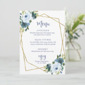 Dusty Blue Gold Waterverf Vrijgezellenfeest Menu Kaart (Staand voorkant)