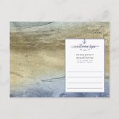 Dusty Blue Gold Waterverf Wedding Save the Date Aankondigingskaart (Achterkant)