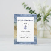 Dusty Blue Gold Waterverf Wedding Save the Date Aankondigingskaart (Staand voorkant)
