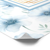 Dusty Blue Gold Waterverf Zitplaatskaart Poster (Hoek)