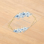 Dusty Blue Gold Wildflower Eerste Heilige Communie Acryl Uitnodigingen (Laagn)