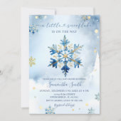 Dusty Blue Gold Winter Snowflake Baby shower Kaart (Voorkant)
