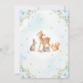 Dusty Blue Gold Woodland Animals Forest Baby Boy Bedankkaart (Achterkant)