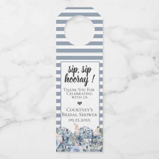 Dusty Blue Golden Botanical Flessenhanger (Voorkant)