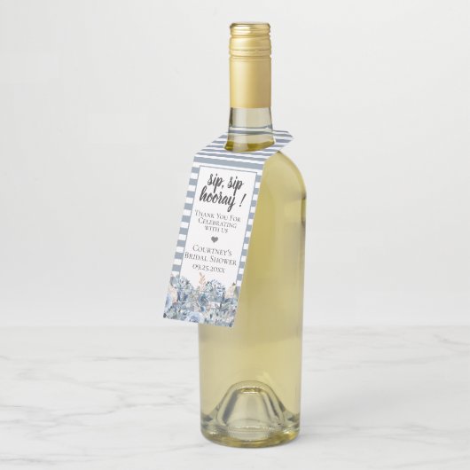 Dusty Blue Golden Botanical Flessenhanger (Schuin)