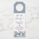 Dusty Blue Golden Botanical Flessenhanger (Voorkant)