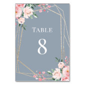 Dusty Blue | Goud | Blush Pink Floral Wedding Kaart (Achterkant)