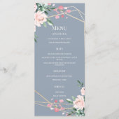 Dusty Blue | Goud | Blush Pink Floral Wedding Menu (Voorkant)