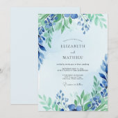 Dusty Blue Graceful Spring Wedding Kaart (Voorkant / Achterkant)