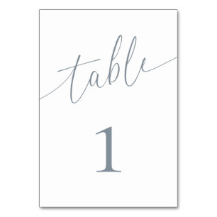 Dusty Blue Gray Elegant Minimalist 1 Table Number Kaart
