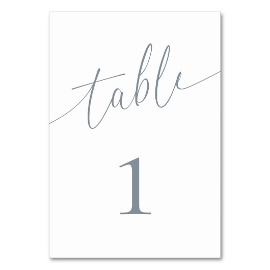 Dusty Blue Gray Elegant Minimalist 1 Table Number Kaart (Achterkant)