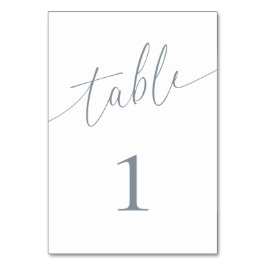 Dusty Blue Gray Elegant Minimalist 1 Table Number Kaart