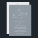 Dusty Blue Gray Elegant Romantic 1 Wedding Kaart<br><div class="desc">Mooie,  stoffige blauwe grijze,  romantische trouwuitnodiging. Volledig aanpasbaar met namen,  datums,  locatie en kleuren die overeenkomen met uw trouwthema.</div>