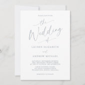 Dusty Blue Gray Elegant Romantic Wedding Kaart (Voorkant)