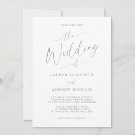 Dusty Blue Gray Elegant Romantic Wedding Kaart