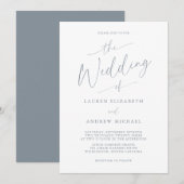 Dusty Blue Gray Elegant Romantic Wedding Kaart (Voorkant / Achterkant)