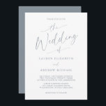 Dusty Blue Gray Elegant Romantic Wedding Kaart<br><div class="desc">Mooie,  stoffige blauwe grijze,  romantische trouwuitnodiging. Volledig aanpasbaar met namen,  datums,  locatie en kleuren die overeenkomen met uw trouwthema.</div>