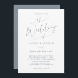 Dusty Blue Gray Elegant Romantic Wedding Kaart<br><div class="desc">Mooie,  stoffige blauwe grijze,  romantische trouwuitnodiging. Volledig aanpasbaar met namen,  datums,  locatie en kleuren die overeenkomen met uw trouwthema.</div>