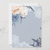 Dusty Blue Gray en Peach Floral Wedding Kaart (Achterkant)