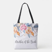 Dusty Blue Gray Floral Wedding Moeder van de Bride Tote Bag (Achterkant)