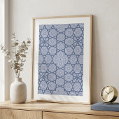 Dusty Blue & Gray Geometric Mandala Pattern Square Poster