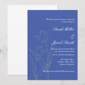 Dusty Blue & Gray minimalist Tulip Wedding Kaart (Voorkant / Achterkant)