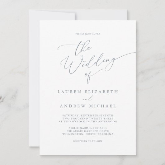 Dusty Blue Gray minimalist Weddenschap Kaart (Voorkant)