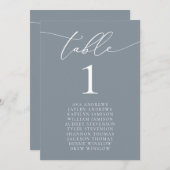 Dusty Blue Gray Minimalist Weddenschap Table Kaart (Voorkant / Achterkant)