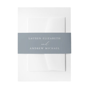 Dusty Blue Gray minimalist Weddenschap Uitnodigingen Wikkel