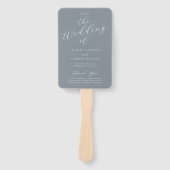Dusty Blue Gray Modern Calligraphy Wedding Program Handwaaier (Voorkant)