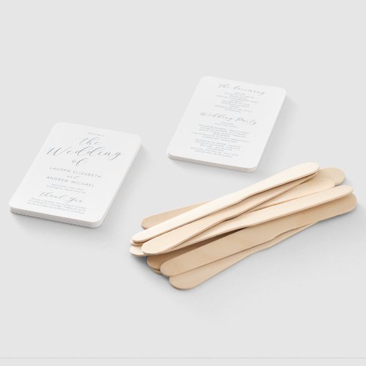 Dusty Blue Gray Modern Calligraphy Wedding Program Handwaaier (Niet-gemonteerd)