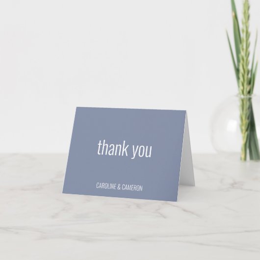 Dusty Blue Gray Modern Minimal Typography Wedding Bedankkaart (Voorkant)