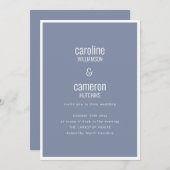 Dusty Blue Gray Modern Minimal Typography Wedding Kaart (Voorkant / Achterkant)